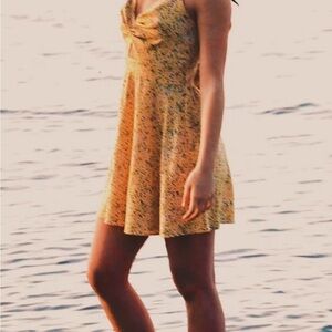 SHEIN Yellow Floral Backless Dress
